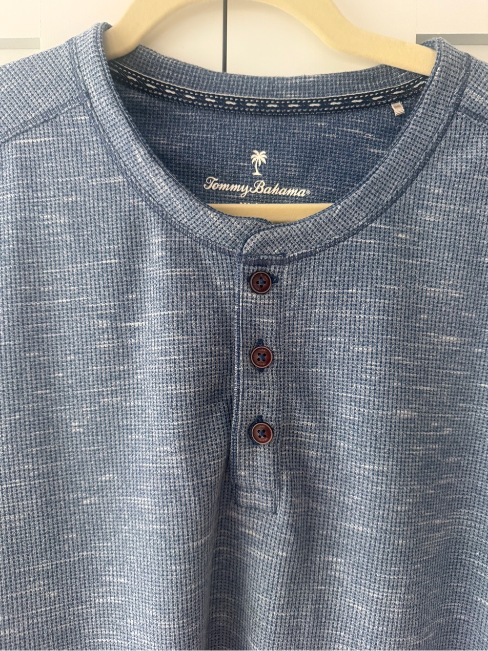 Tommy Bahama Light Blue Waffle-Knit Short Sleeve Henley
